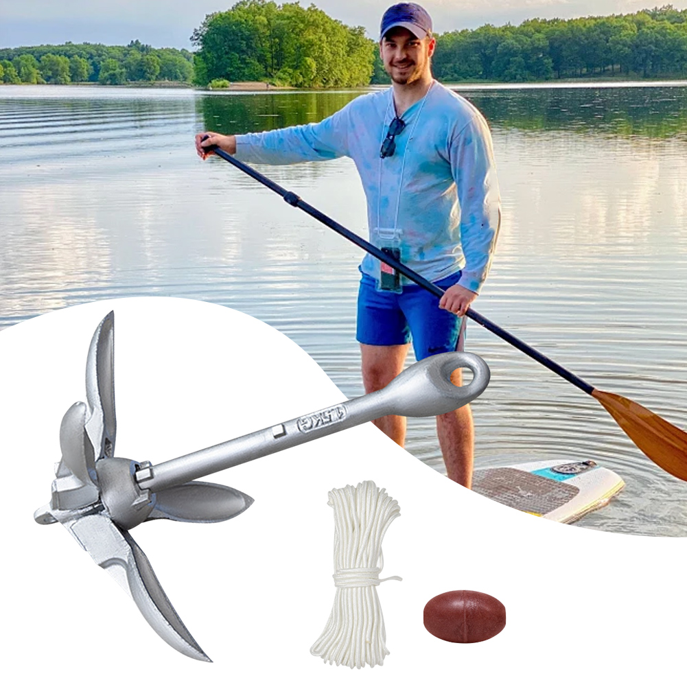 Fishing Kayak Anchor - 0.7/1.5KG Grapnel Anchor with 65ft Marine