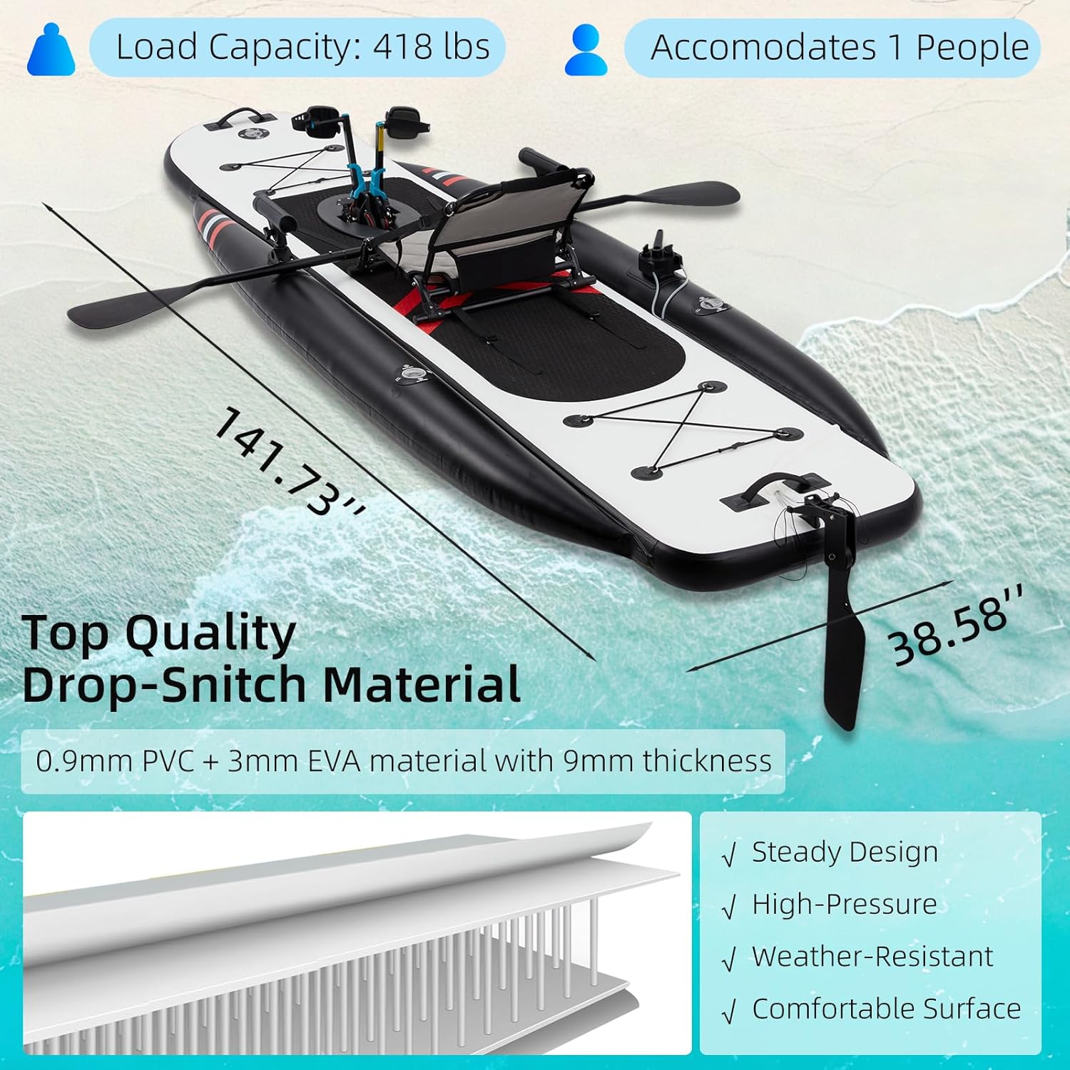 12ft Premium PVC Inflatable Fi - Fishing Kayak Seat ulasan dan harga