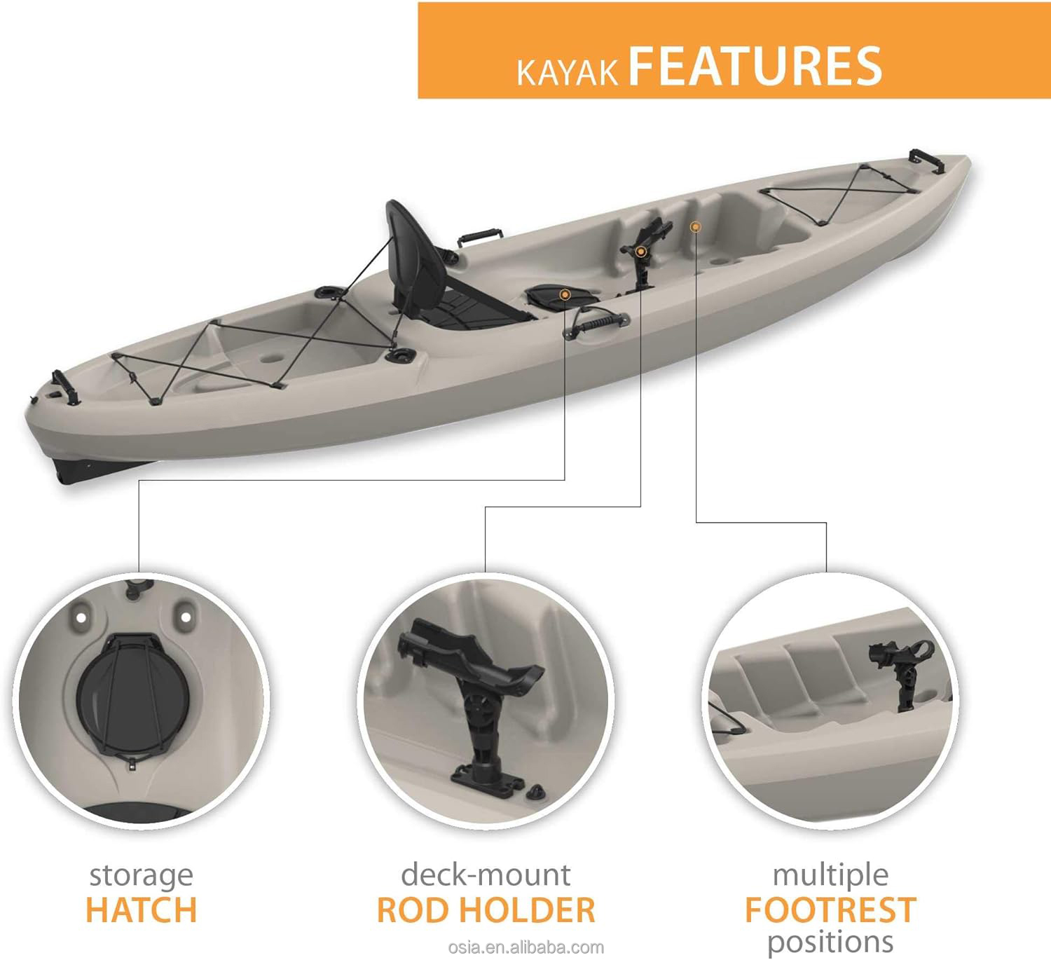 Outdoors Hard Plastic Fishing  - Fishing Kayak Sit In ulasan dan harga