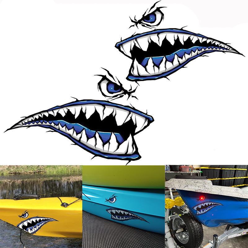 2PCS Shark Teeth Mouth Boat St - Fishing Kayak Sit On Top ulasan dan harga